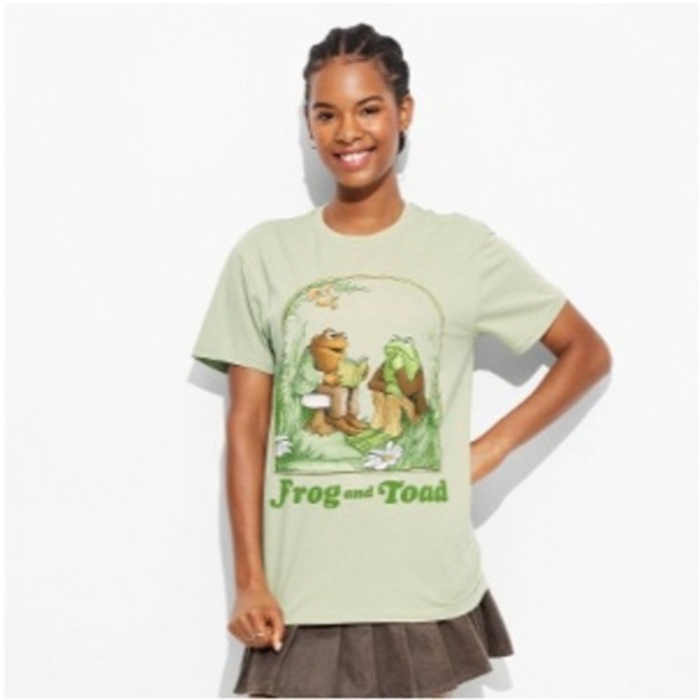 Frog and Toad Together Graphic Tee Unisex Large Sage Green Arnold Lobel Book NWT
